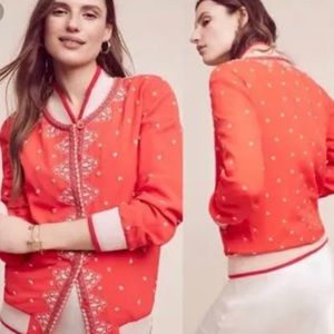 Anthropologie embroidered bomber jacket